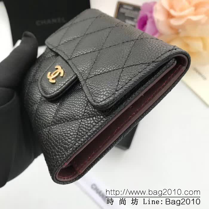 CHANEL香奈兒 海外原單 進口顆粒壓花牛皮 女款短錢夾 A82288  DJC2486